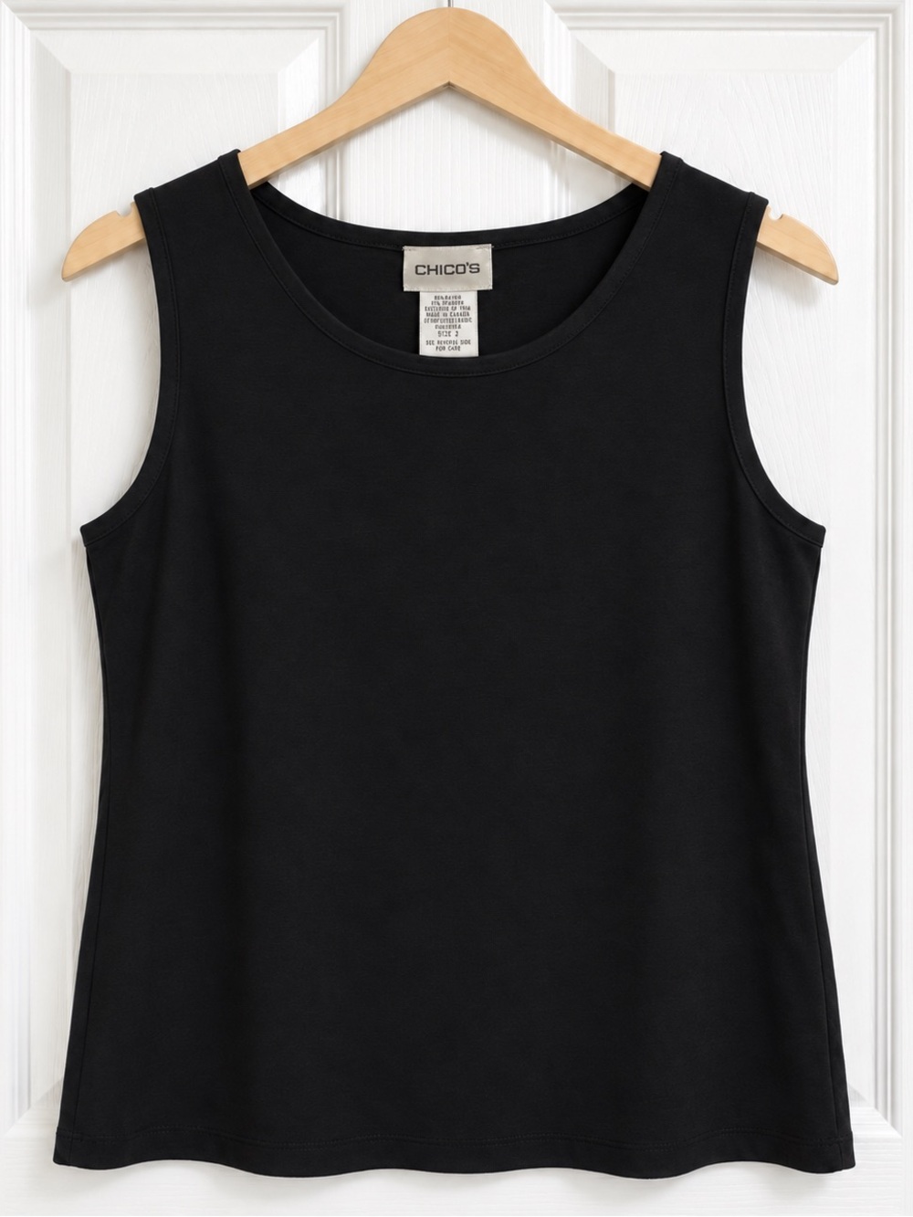 "Chico's Top Negro Sin Mangas Talla 2 (US 12/14) – Tela Slinky Rayón"